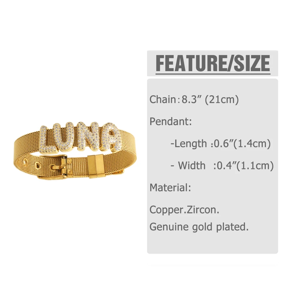 FLOLA CZ Crystal 26 Letters DIY Name Bracelets for Women Gold Silver Color Initial Bracelets Handmade Jewelry Gifts brtb35 - Image 4