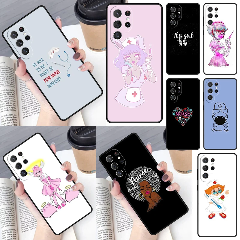 Cute Nurse Girl Phone Case for Samsung Galaxy S26 Ultra S25 S24 S23 S22 S21 S20 Note10 Plus FE Cover Luxury
