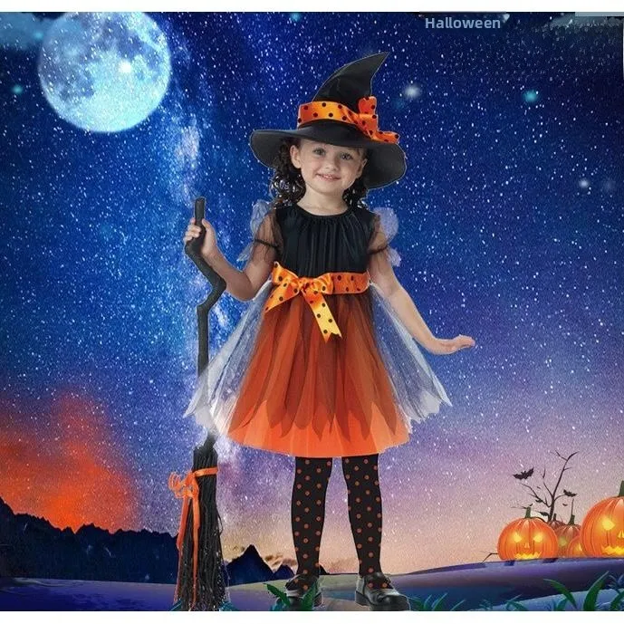 새로운 할로윈 마녀 의상 어린이 공연 의류 코스프레 마녀 공주 사용하기 쉬운 여성 마법사 복장
