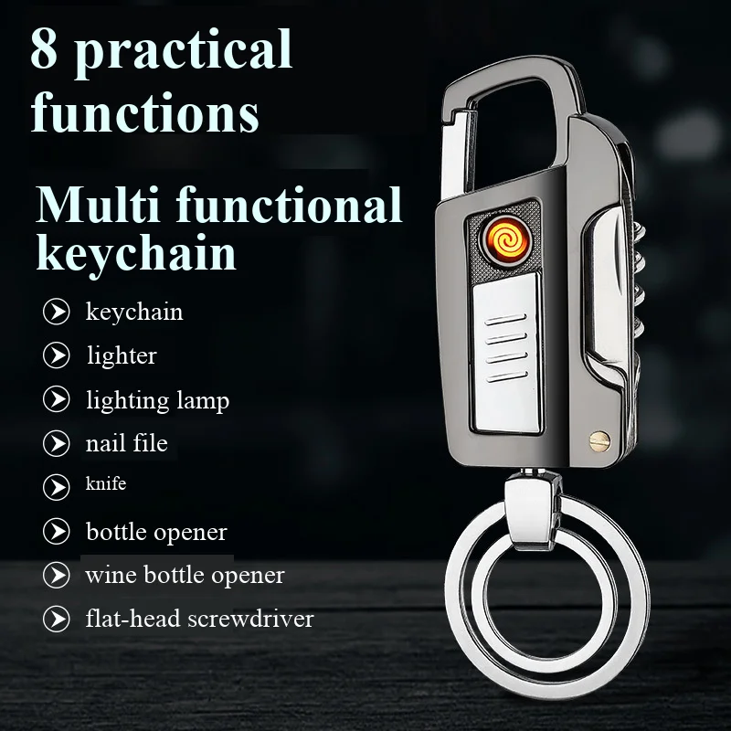 

Multi Functional Keychain Electronic Cigarette Lighter USB Charging Portable Outdoor Lighting Windproof Flameless Lighter