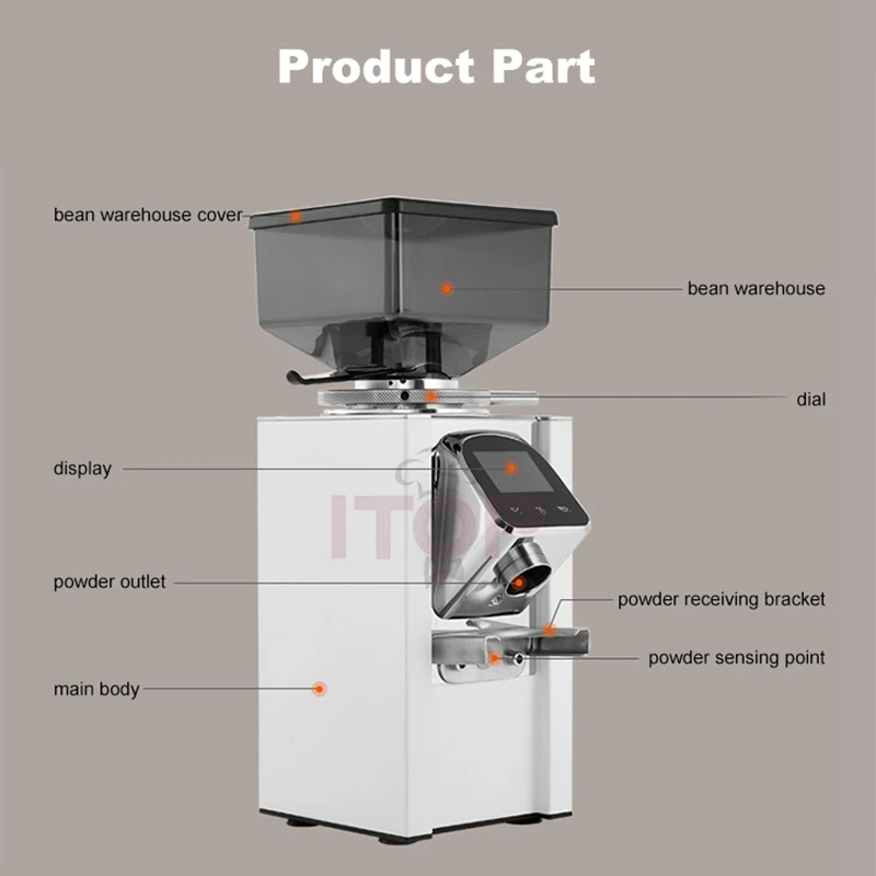 ITOP wysokiej klasy młynek do kawy 64mm importowane zadziory ze stali węglowej obsługa dotykowa 11 biegów rozrządu ilościowe elektryczne młyny do