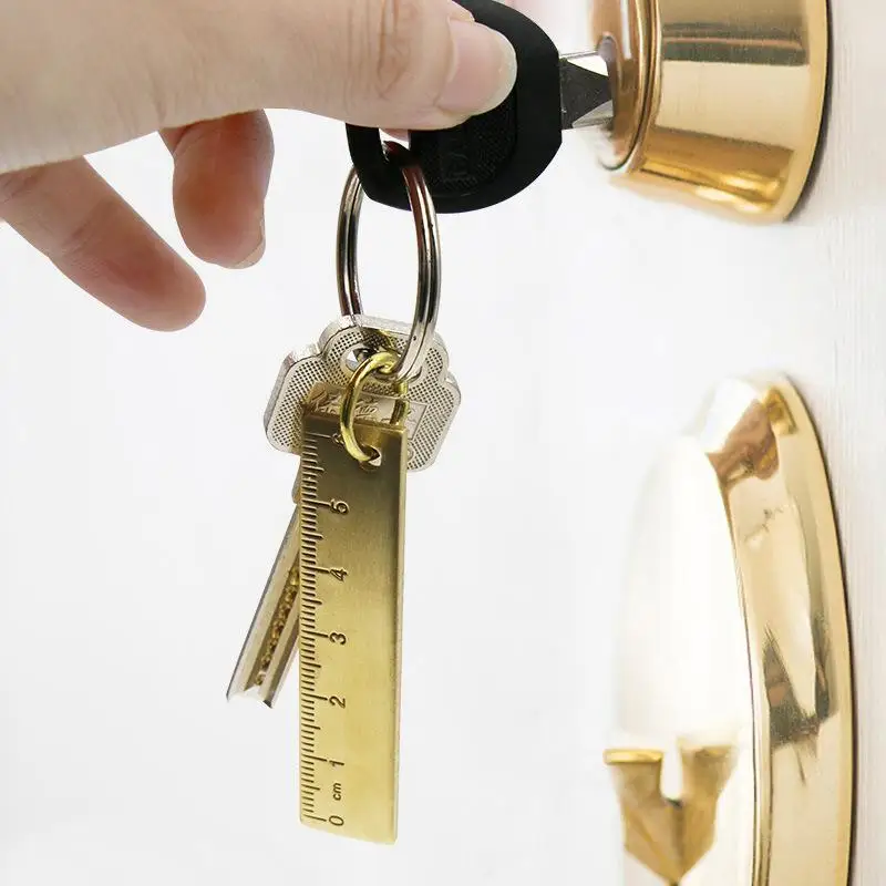 6cm Metal Straight Ruler Keychain Pendant For Kids Students Stationery Office School Supplies