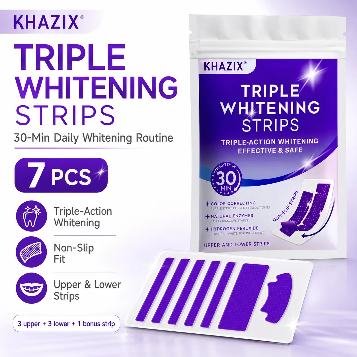 7pcs Dental Care Strips Oral Hygiene Teeth Patch Fresh Breath Mouth Cleaning Strips for Daily Use