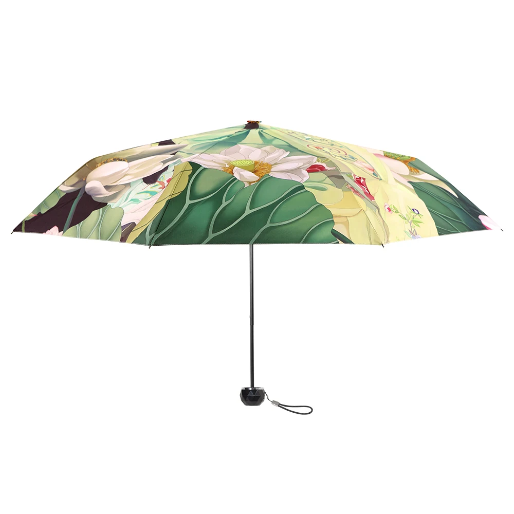 Peking Opera girl folding umbrella lady small fresh silver glue coating UV proof Chinese style ultra light portable outdoor gift