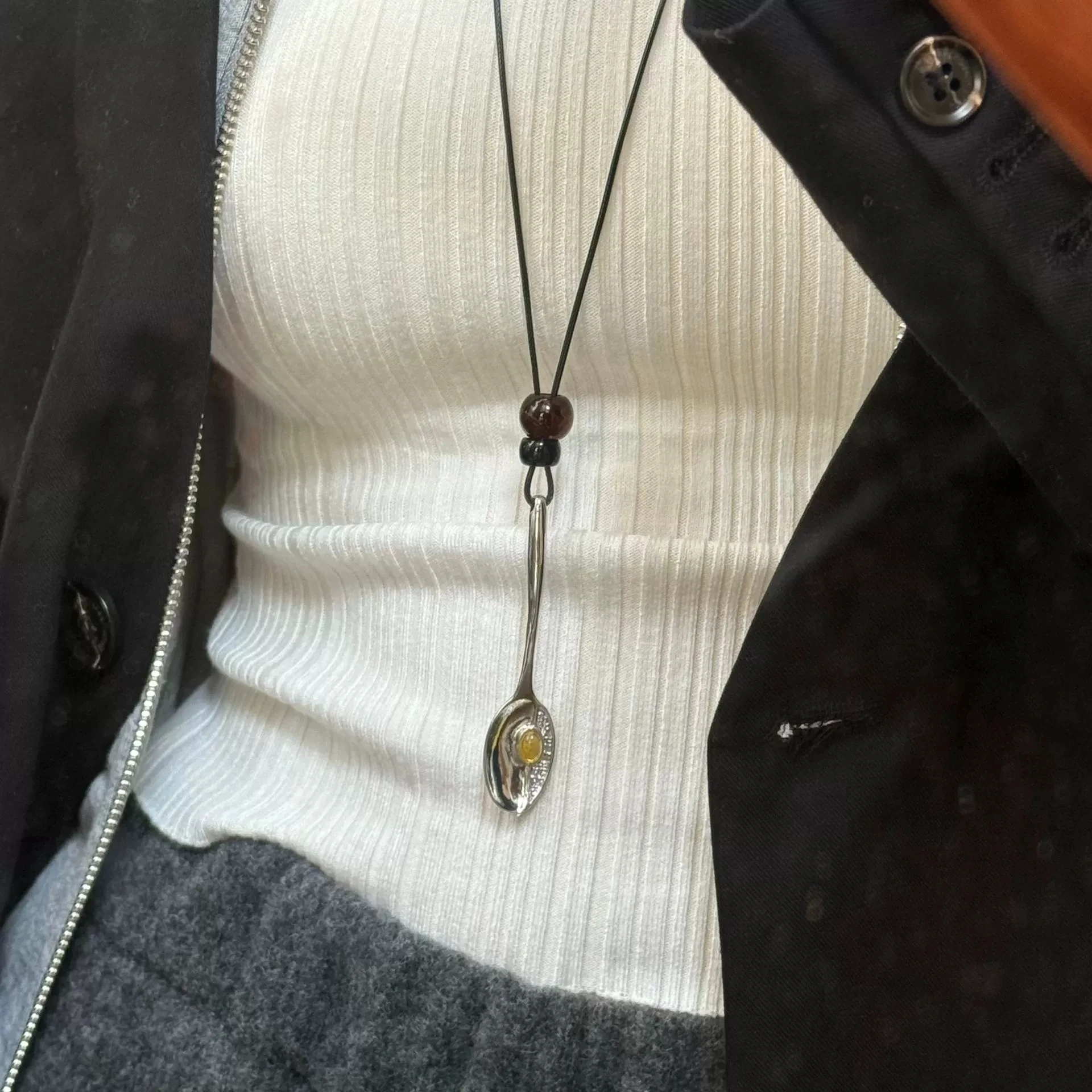 Vintage Unique Spoon Long Necklaces For Women Lady Fashion New Rope Chain Jewelry Gift Party collares para mujer