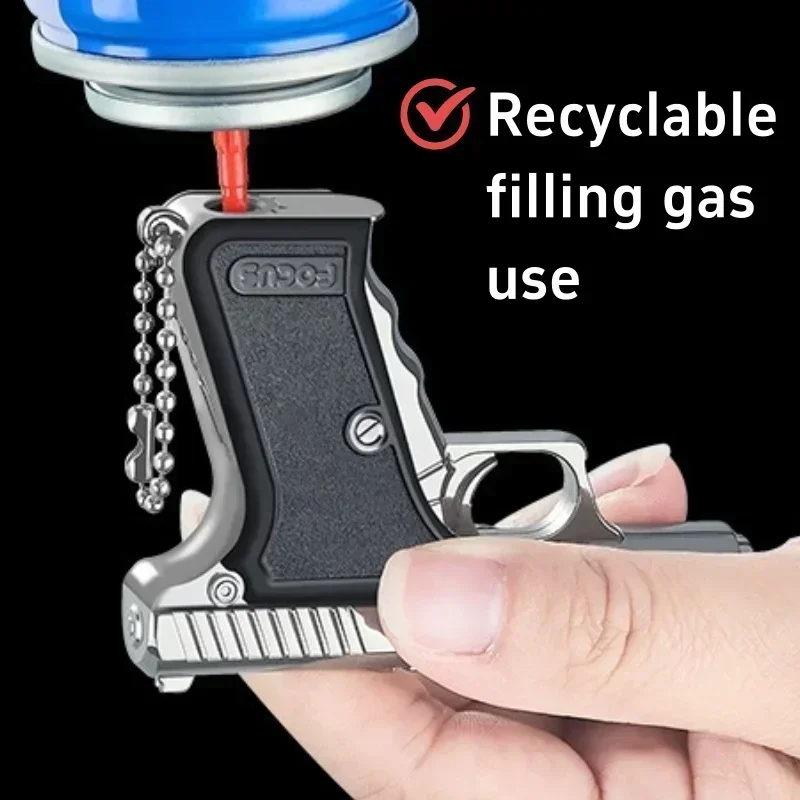 Portable Windproof Pendant Lighter Outdoor Metal Spray Blue Flame Torch Inflatable Lighter Cigarette Accessories Men's Gift view 6
