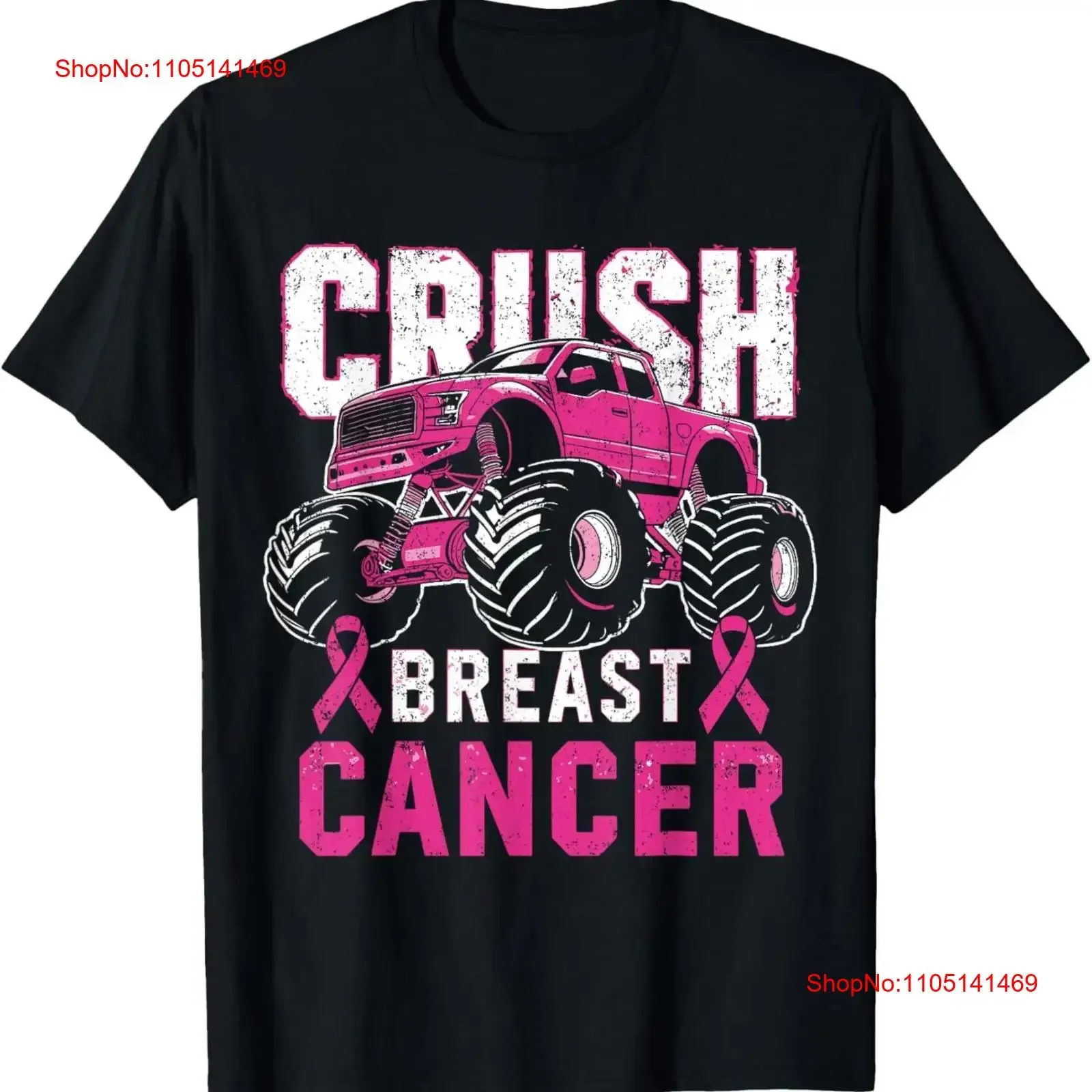 Monster Truck-Camiseta rosa de concientización sobre el cáncer de mama para niños pequeños, Top lavado vintage para uso diario, moda informal