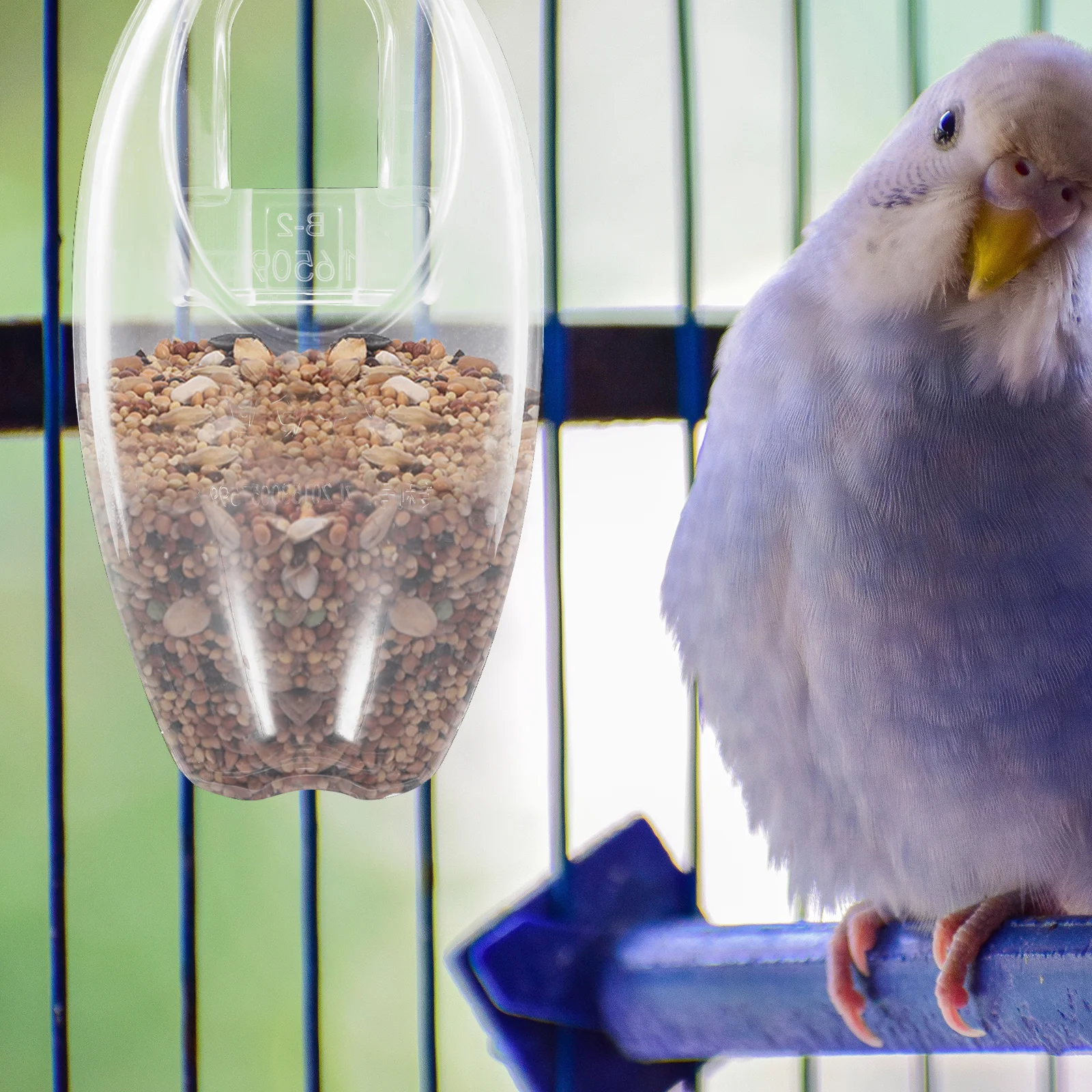 

No Mess Bird Feeder For Cage Hanging Clear Design Weather Resistant Feeders Accessories Parakeet Cockatiel Parrot Cage Feeder