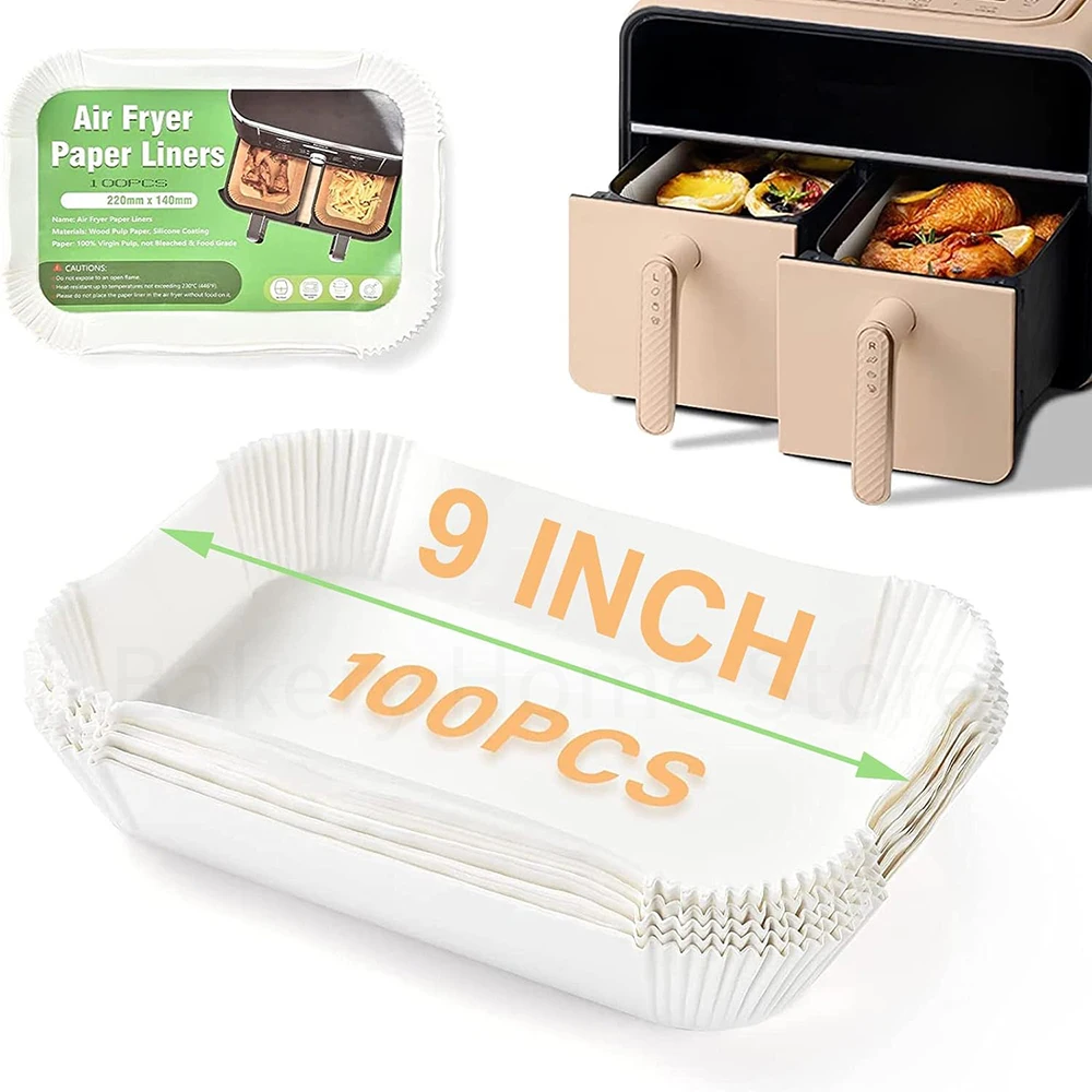 Air Fryer Disposable Paper Liners for Ninja DZ201/DZ401 Non-stick Parchment Paper for Rectangular Air Fryer Basket Baking Tools