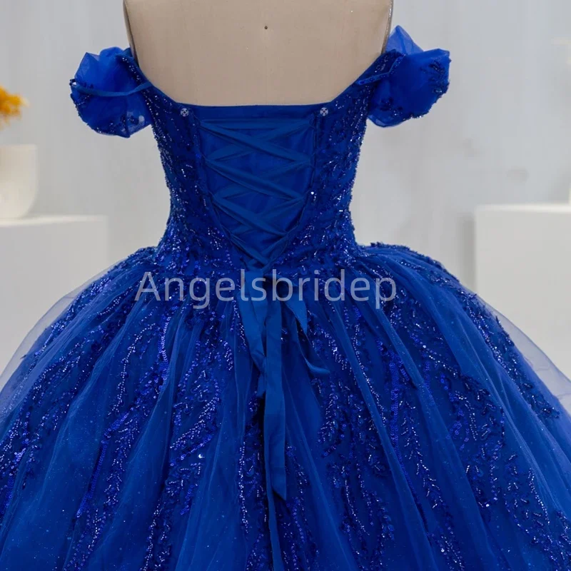 Angelsbridep Customized Blue Ball Gown Quinceanera Dresses Vestidos De 15 Quinceañera Beading Princess Party Dress With Cape