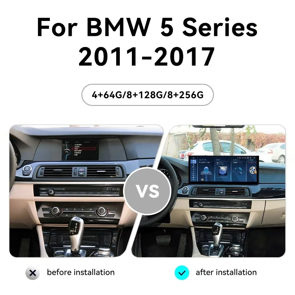 15.8“ Car Radio Android 14 Carplay For BMW 5 F10 F11 F18 Multimedia Player GPS Navigation Screen Head Unit AC Panel NBT EVO CIC