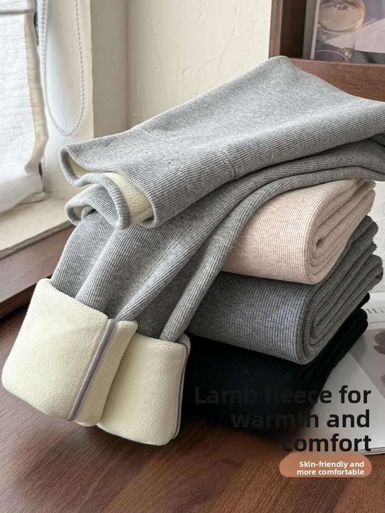 Cintura alta Thiened Fce arkskin Calças Mulheres Yoga Fitn Calças Outono Inverno Quente Casual Algodão Mistura de Poliéster