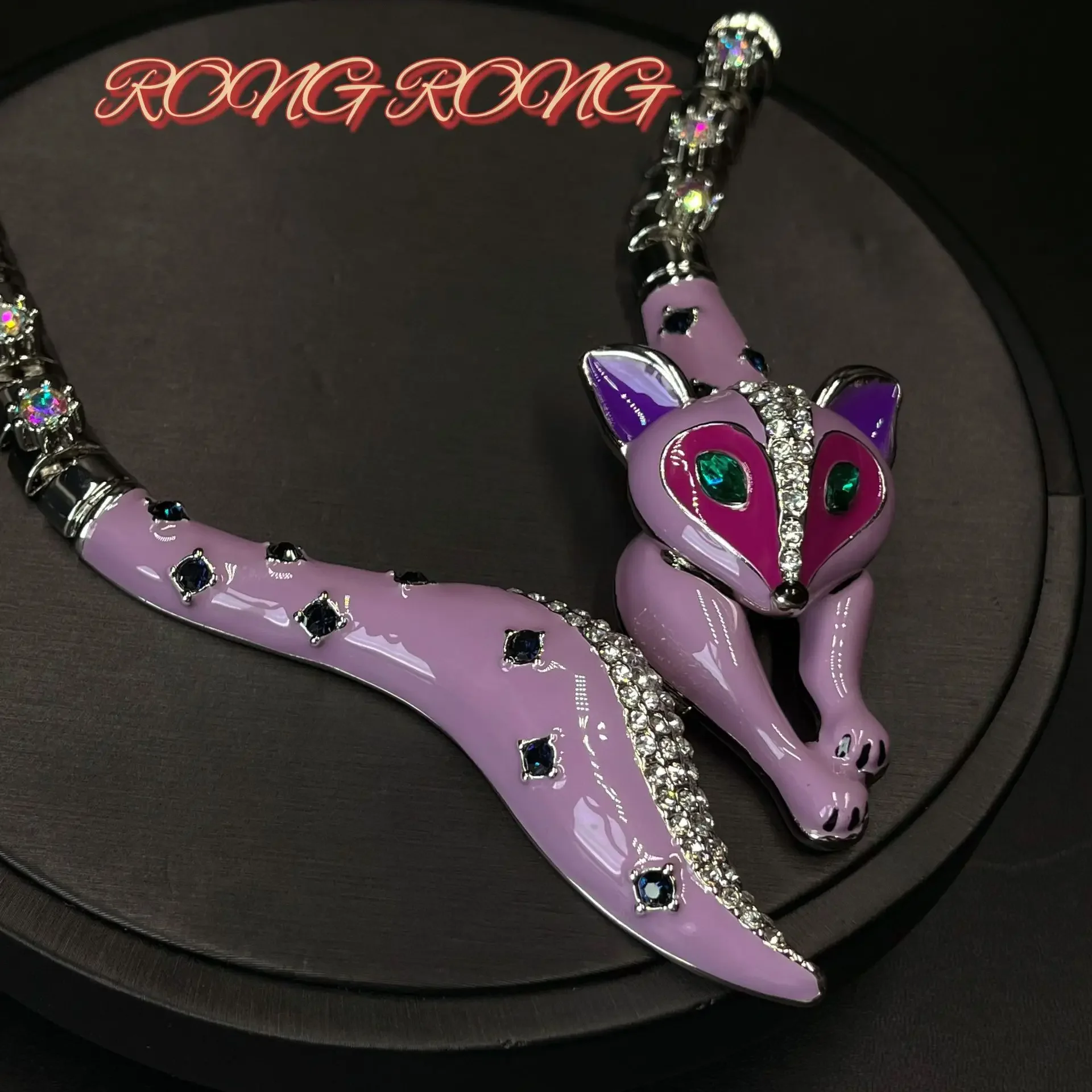 Qingdao Medieval Vintage Fox Earrings Heavy Necklace European and American Exaggerated Personality Creative Jewelry Set