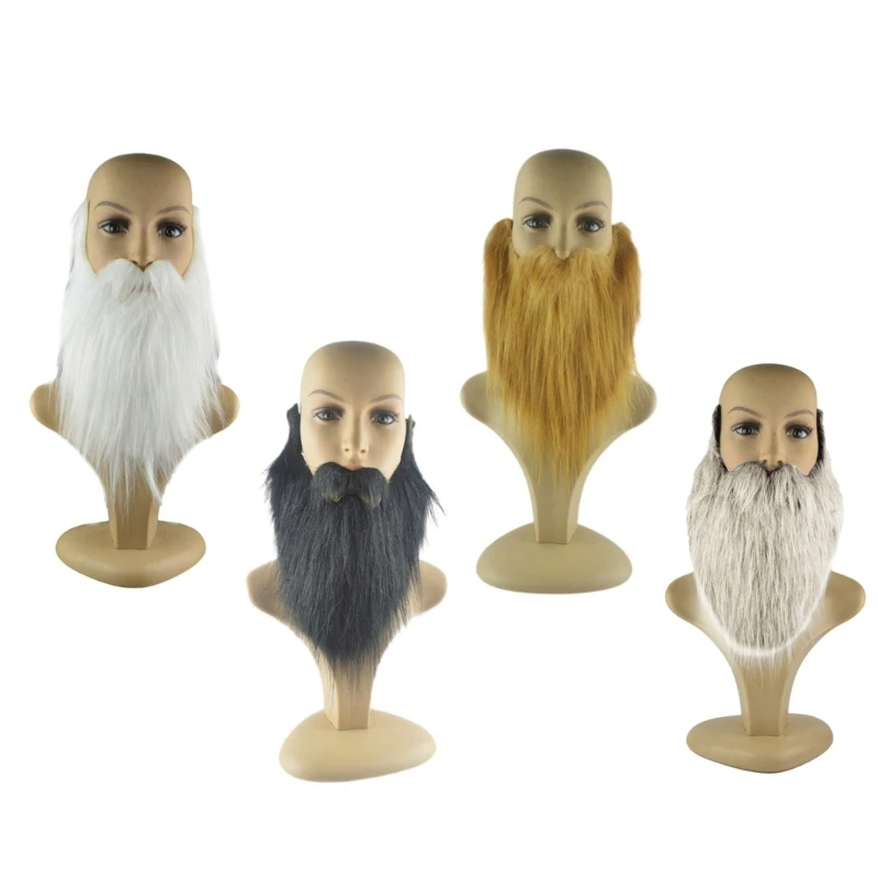 Fausses barbes fête d'Halloween, fausse barbe moustache drôle pour fournitures cosplay, vente directe