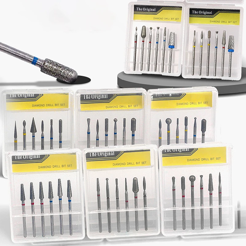 6 stks Carbide Wolfraam Nail Boor Frees Voor Manicure Machine Elektrische Boor Machine Voor Nail Gereedschap Accessoires