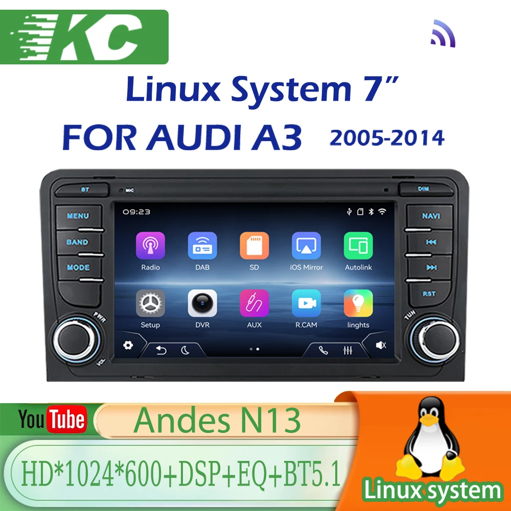 For Audi A3(2003-2010)2026 New Linux System Wireless CarPlay Auto Bluetooth Musci Video Multimedia Players Cameras