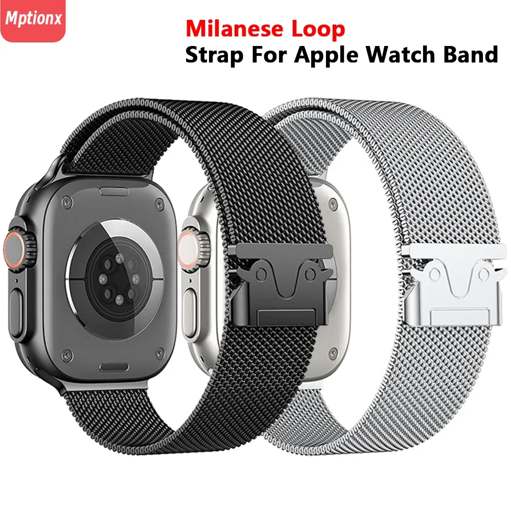 Milanese Loop Strap For Apple Watch Band Ultra 2 49mm 46mm 44mm 45mm 42mm Stainless Steel Metal for iWatch Series 10 9 8 7 6 5 4