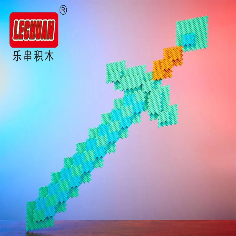 Cartoon Anime Game Sword Magic Building Blocks Demon Slayer One Piece Figures Mini Connection Bricks Genshin Impact Knife Toys