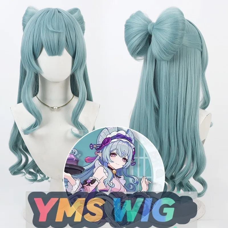 

[YMS WIG] Genshin Impact Dreaming Moon Ruixi Косплей Парик, съемный бант вьющиеся волосы на голове Топ-стилизованный