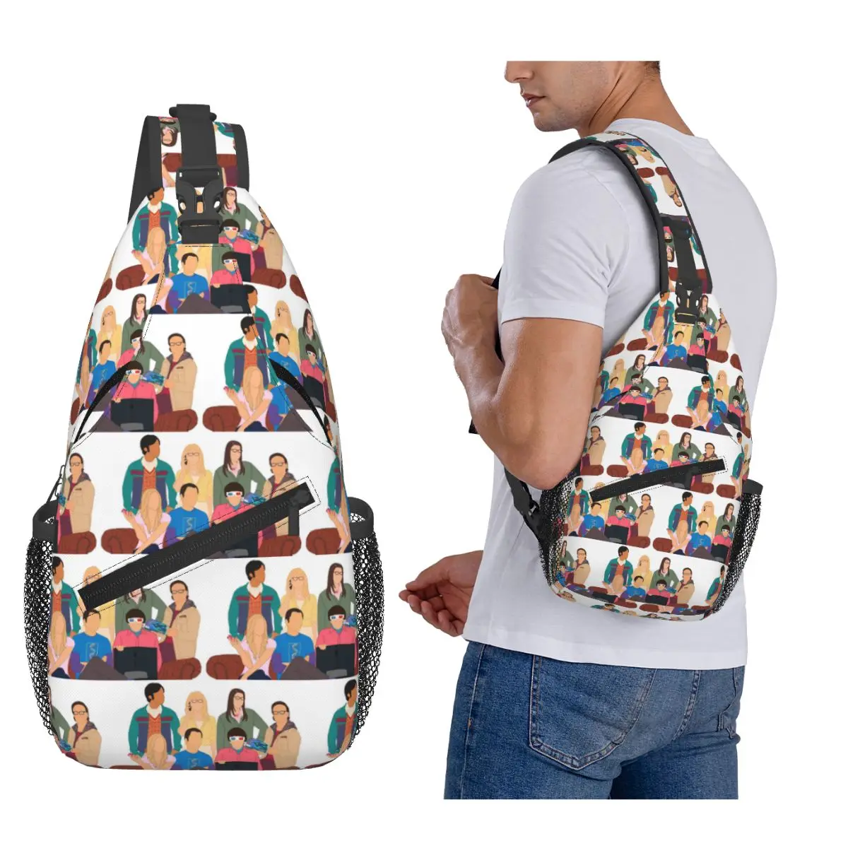 Big Bang Cast On Sofa He The Big Bang Theory Chest Bag Men Sling Crossbody Backpack Chest Bag Traveling Daypack Shoulder Bag