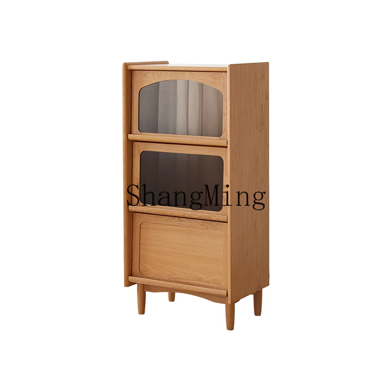 

TF Furniture Solid Wood Bookcase Standing Cabinet Cherry Wood Log Living Room Floor Display Magazine Cabinet Sofa
