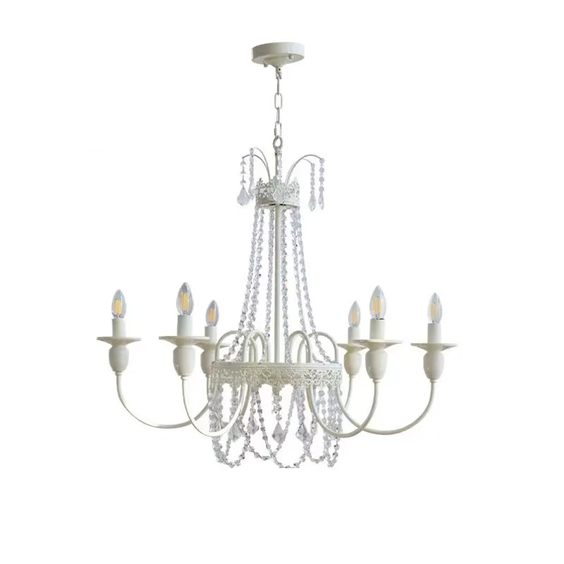 

French retro living room chandelier, crystal American country house lamp