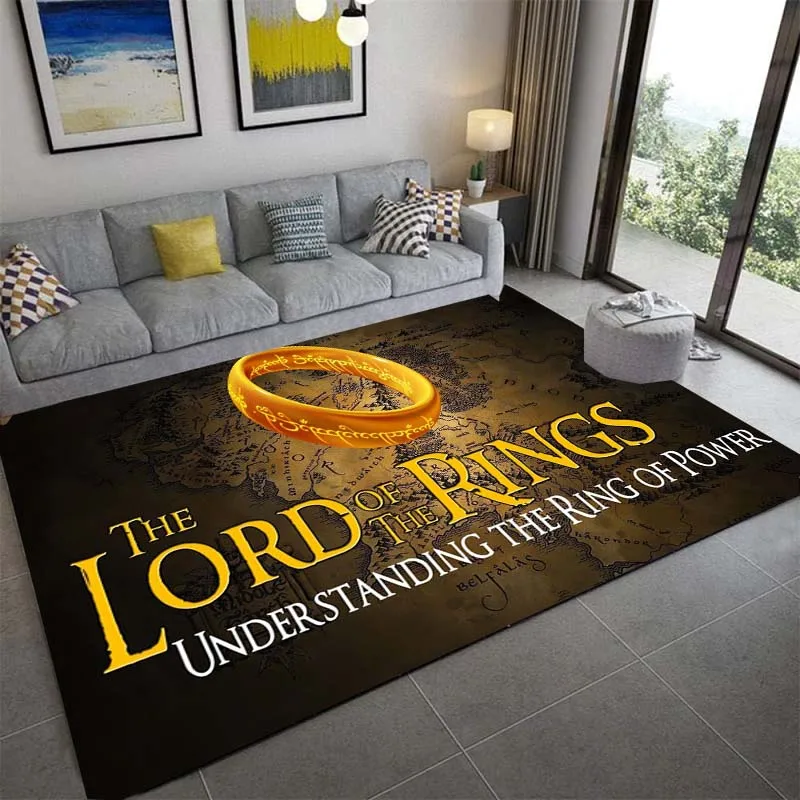 L-Lord of The Rings Printed Rugs for Bedroom Carpets for Living Room Bedroom Decor Play Mats Anti Slip Bathroom Mat Home Rug