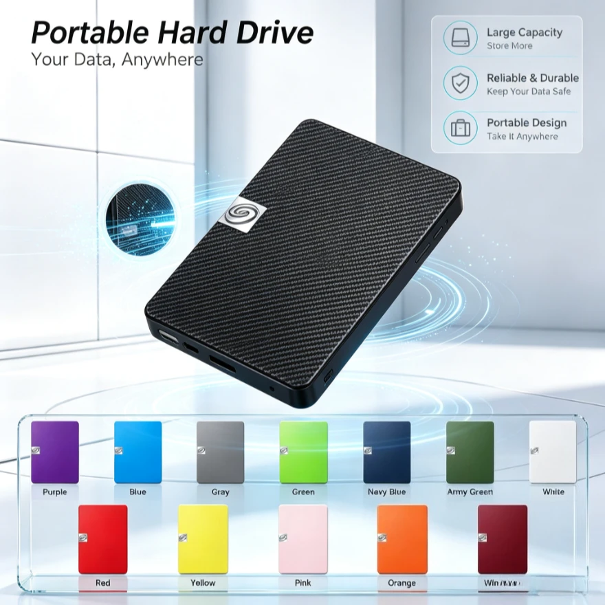[Brand+] High Speed Portable External Hard Drive Black Expansion Storage Disk Compatible with Mac Windows Laptop PC Data Backup