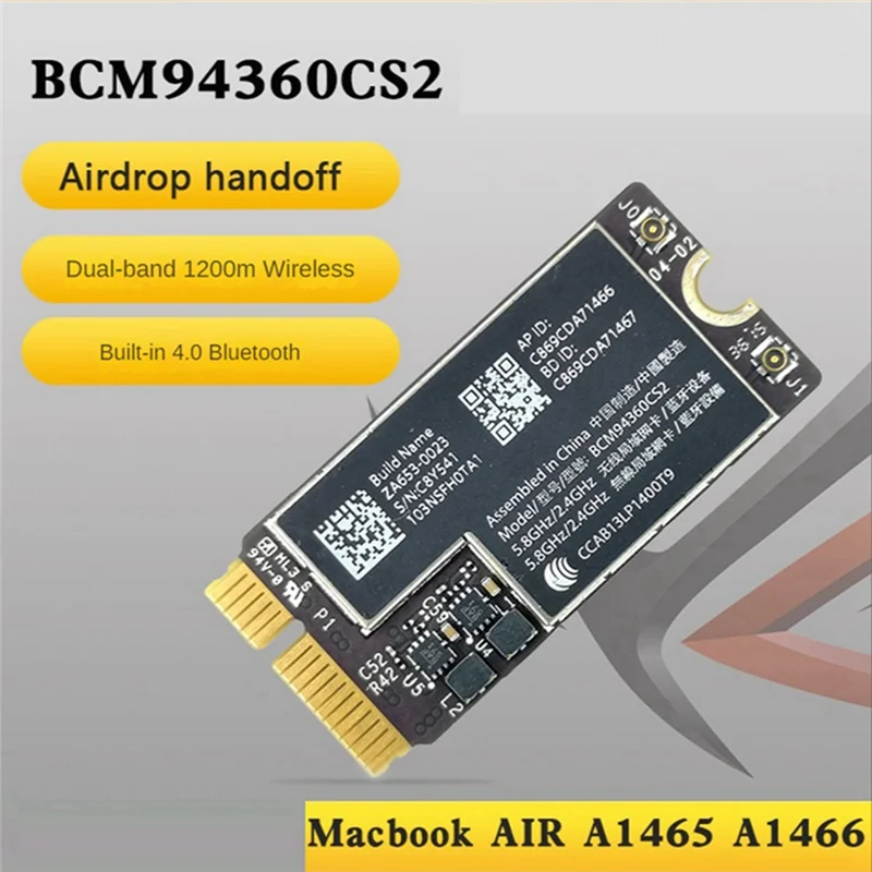 HOT!!BCM94360CS2 Dual Band Wifi Card + NGFF M.2 Key A/E Adapter Card WIFI BT 4.0 802.11Ac Card for 11Inch A1465 13Inch A1466