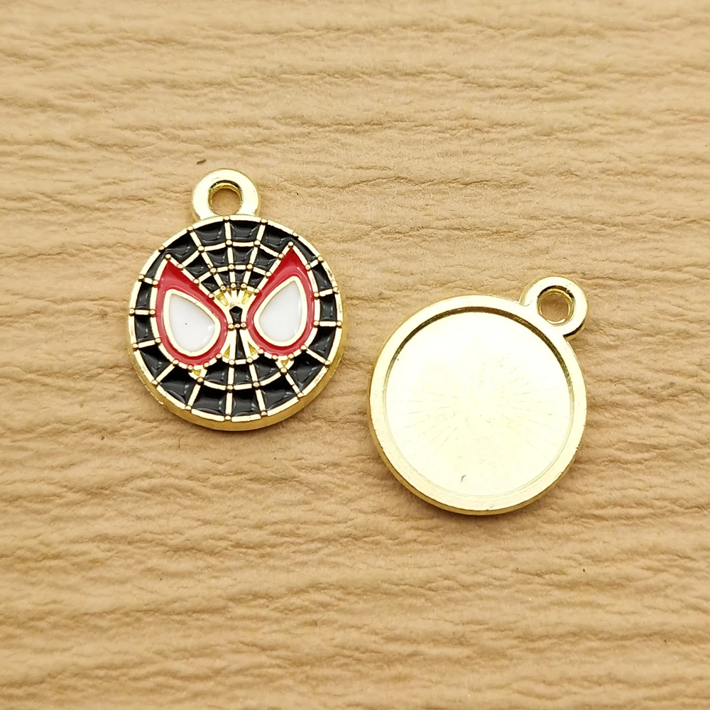 10pcs Spider Man Charm for Jewelry Making Enamel Necklace Earring Bracelet Pendant Diy Accessories Alloy Metal Gold Plated