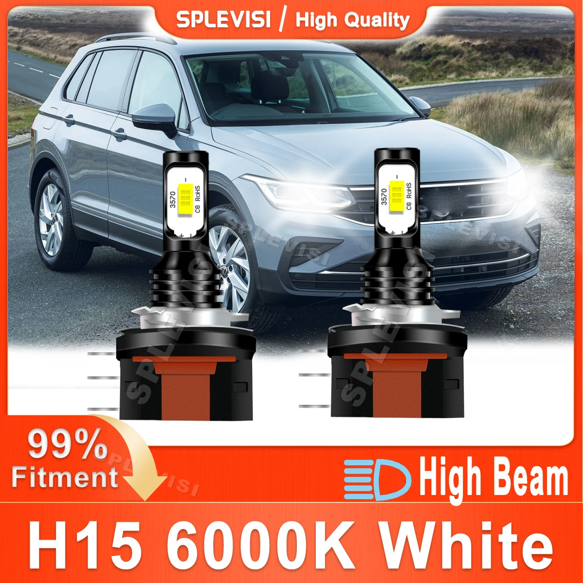 

Luces LED Para Auto LED Headlamp High Beam H15 For VW Tiguan 2012 2013 2014 2015 2016 2017 2018 2019 2020 2021 2022 6000K White