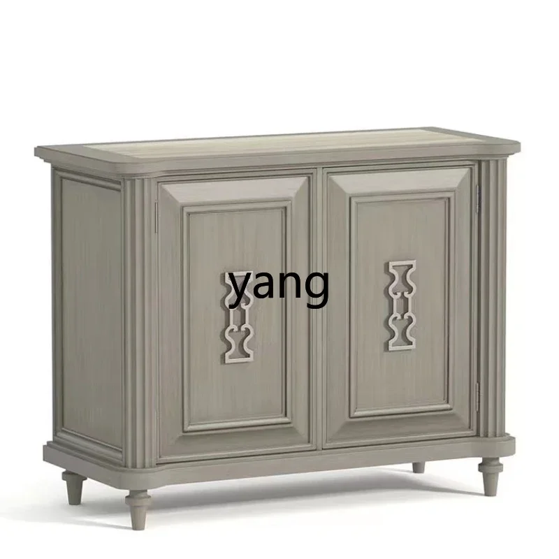 

CX light luxury solid wood entrance retro old high-grade gray side cabinet