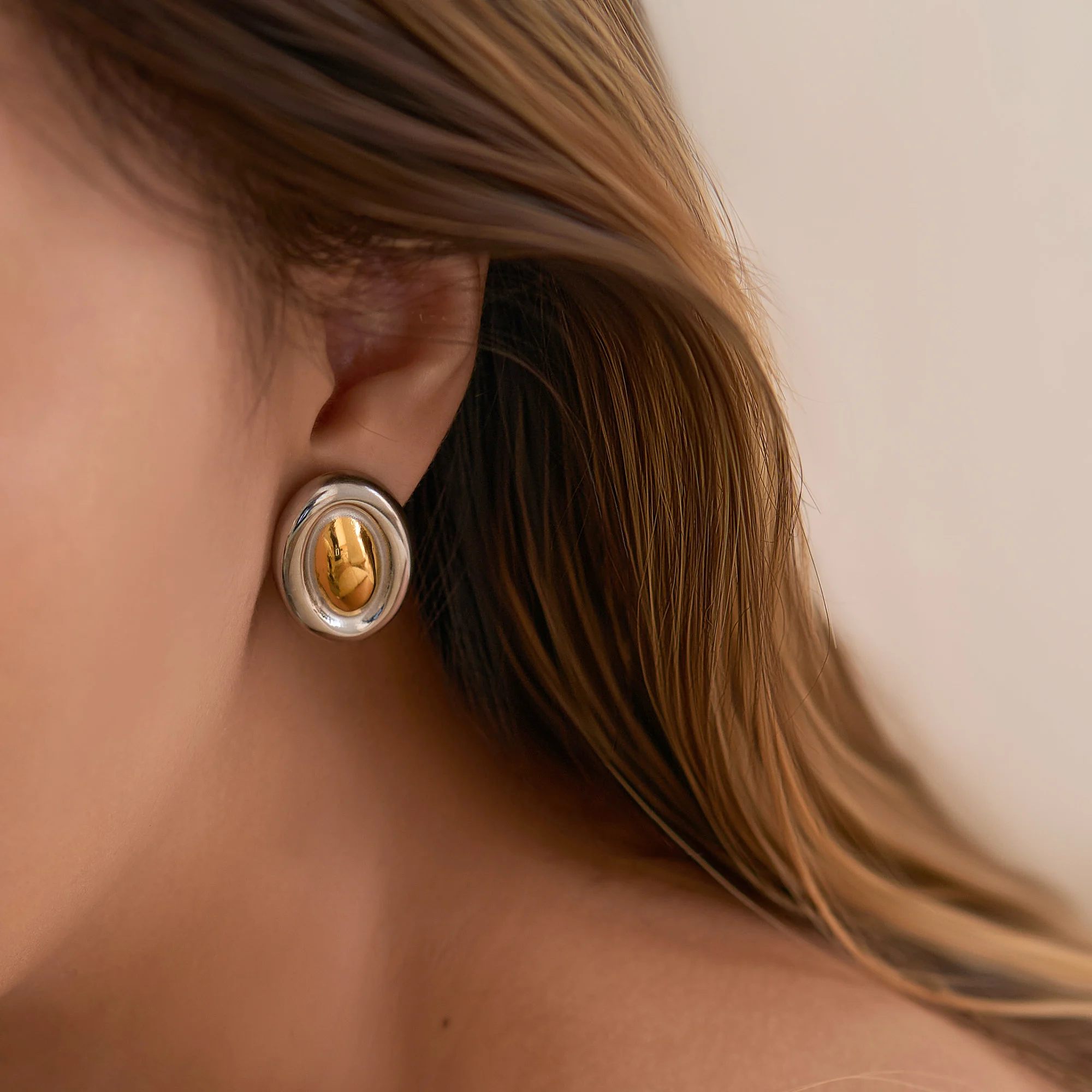 

DASEIN Summer New Vintage Oval Mixed Color Earrings 18k Gold Plated Hypoallergenic Stainless Steel Dancer Jewelry