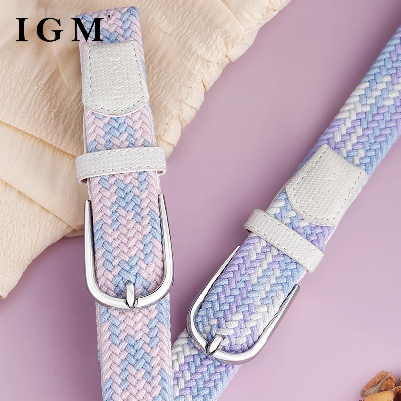 Leather Belt for Women Non Perforated Canvas Casual Woven Elastic Belt Student Birthday Gift