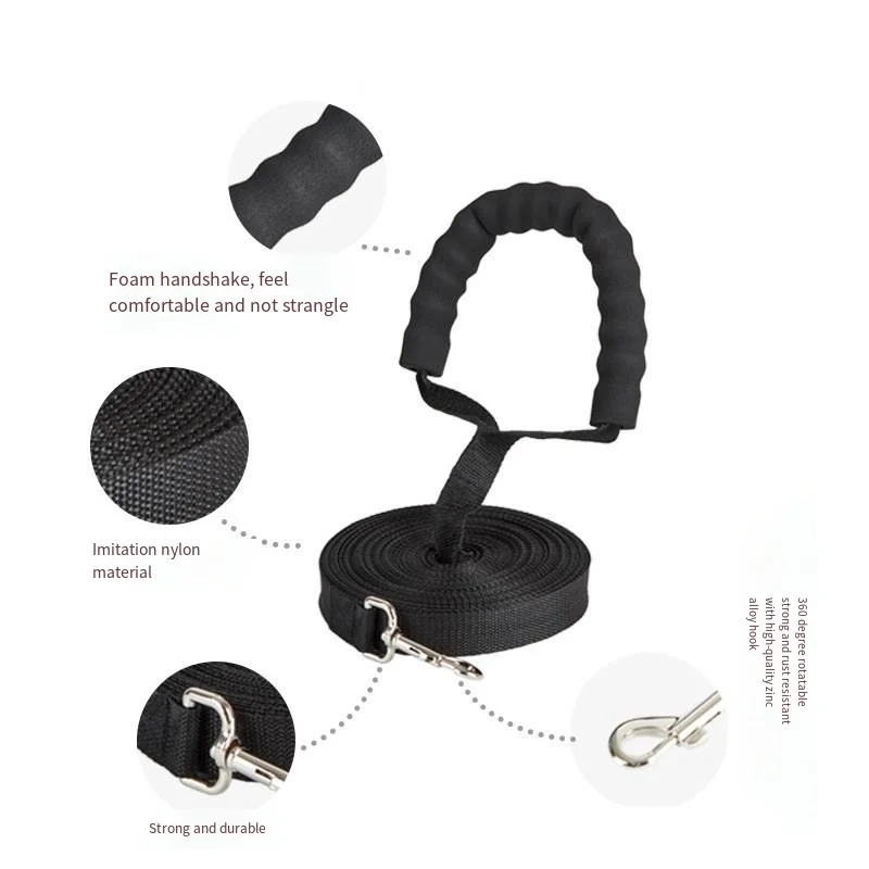 Long Nylon Leash with Comfortable Sponge Handle for Dogs Lanyard Outdoor Training Walk 1.8m 3m 4.5m 6m 10m Dog Lead