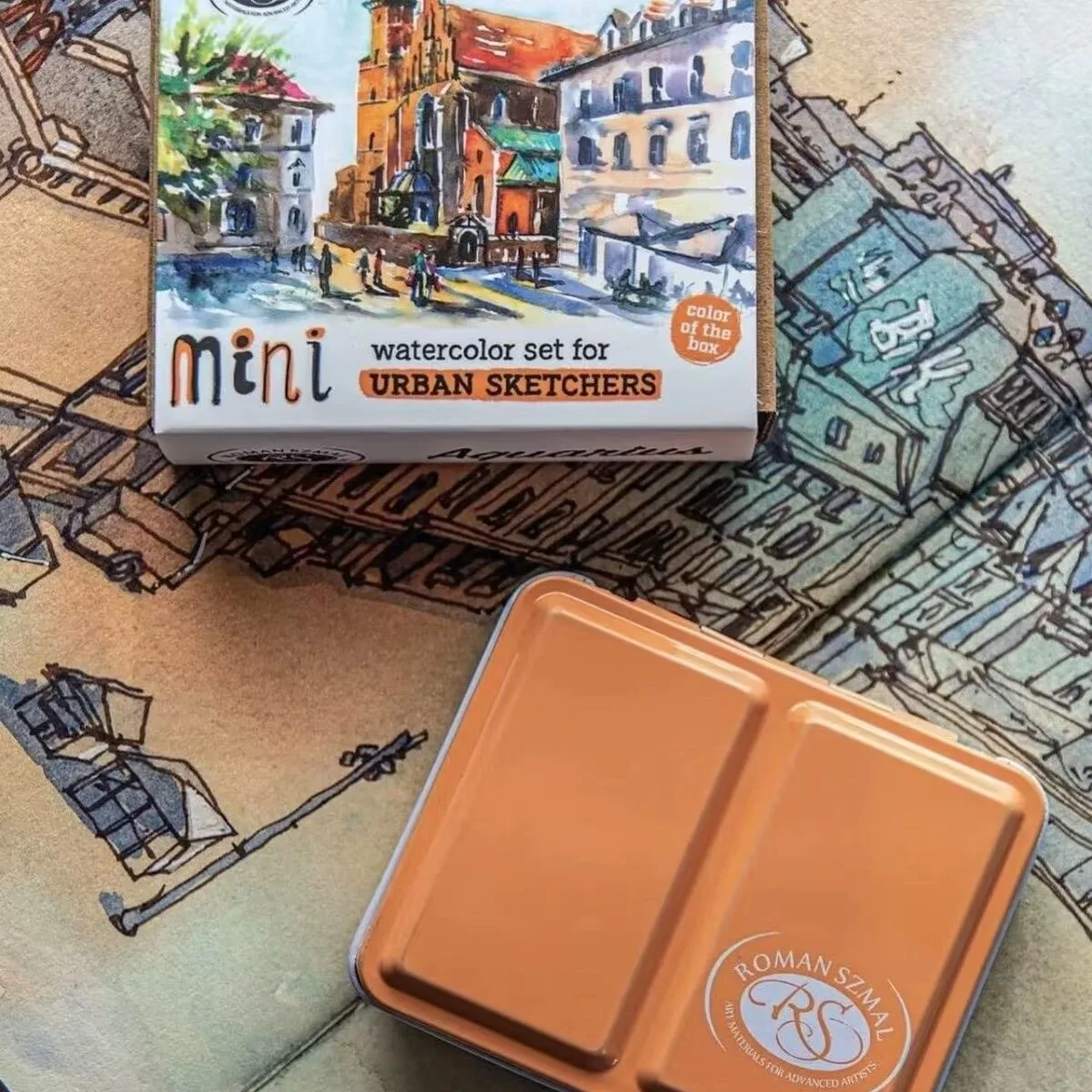 roman-szmal-artists-rs-mini-metal-box-8-solid-half-block-watercolor-pigments-portable-solid-color-watercolor-painting-supplies