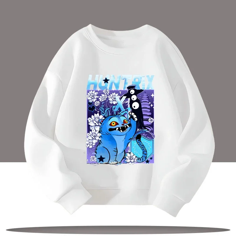 2026 ใหม่ฤดูใบไม้ร่วง-ฤดูหนาวเด็กเสื้อกีฬาคอกลมที่น่าสนใจเคป๊อปนักล่าปีศาจพิมพ์การ์ตูนสาวน่ารักเสื้อลำลอง