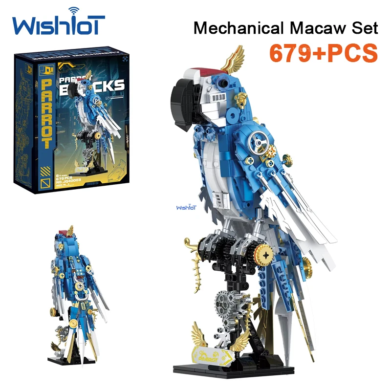 

679PCS Mechanical Parrot Model Building Blocks - Animal Bird Series with Base DIY Assembling Educational Toy for Kids Gift