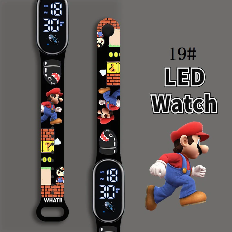 

Super Mario Bros Children's Watches Anime Character Luigi Luminous Bracelet Watch LED Touch Waterproof Sports Kids Gifts Watch