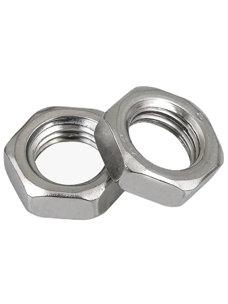 1/5/20/50pcs 304 Stainless Steel Nut Flat Thin    M3 M4 M5 M6 M8 M10 M12 M16 M20 M24 M27 M30 M33 M36 M39