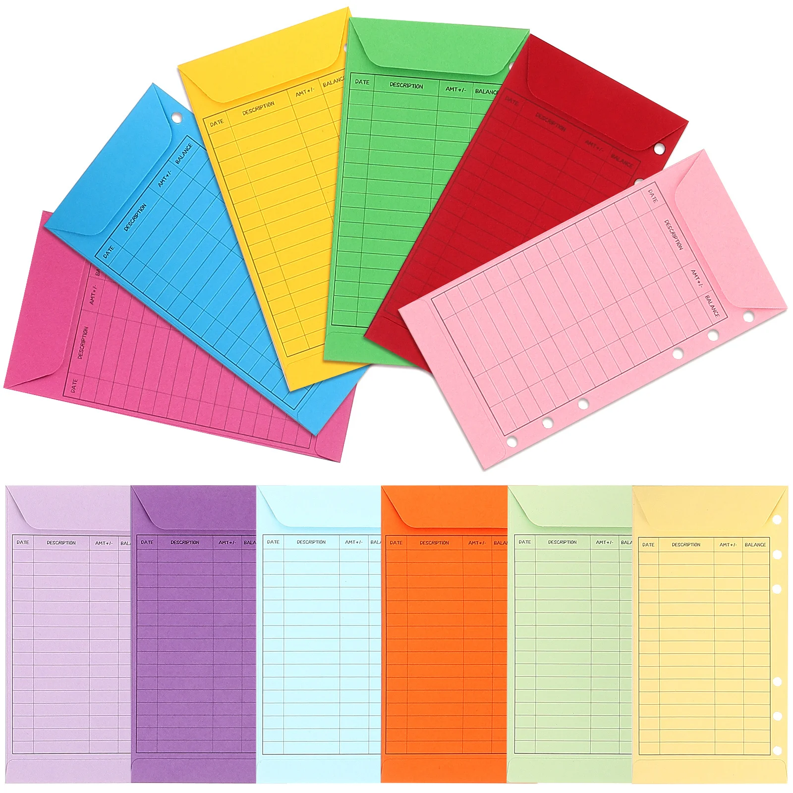 

12Pcs Colorful Envelope Set Multi Hole Cash Envelopes for Account Notebook Expense Tracking Budgeting Aid Financial Management