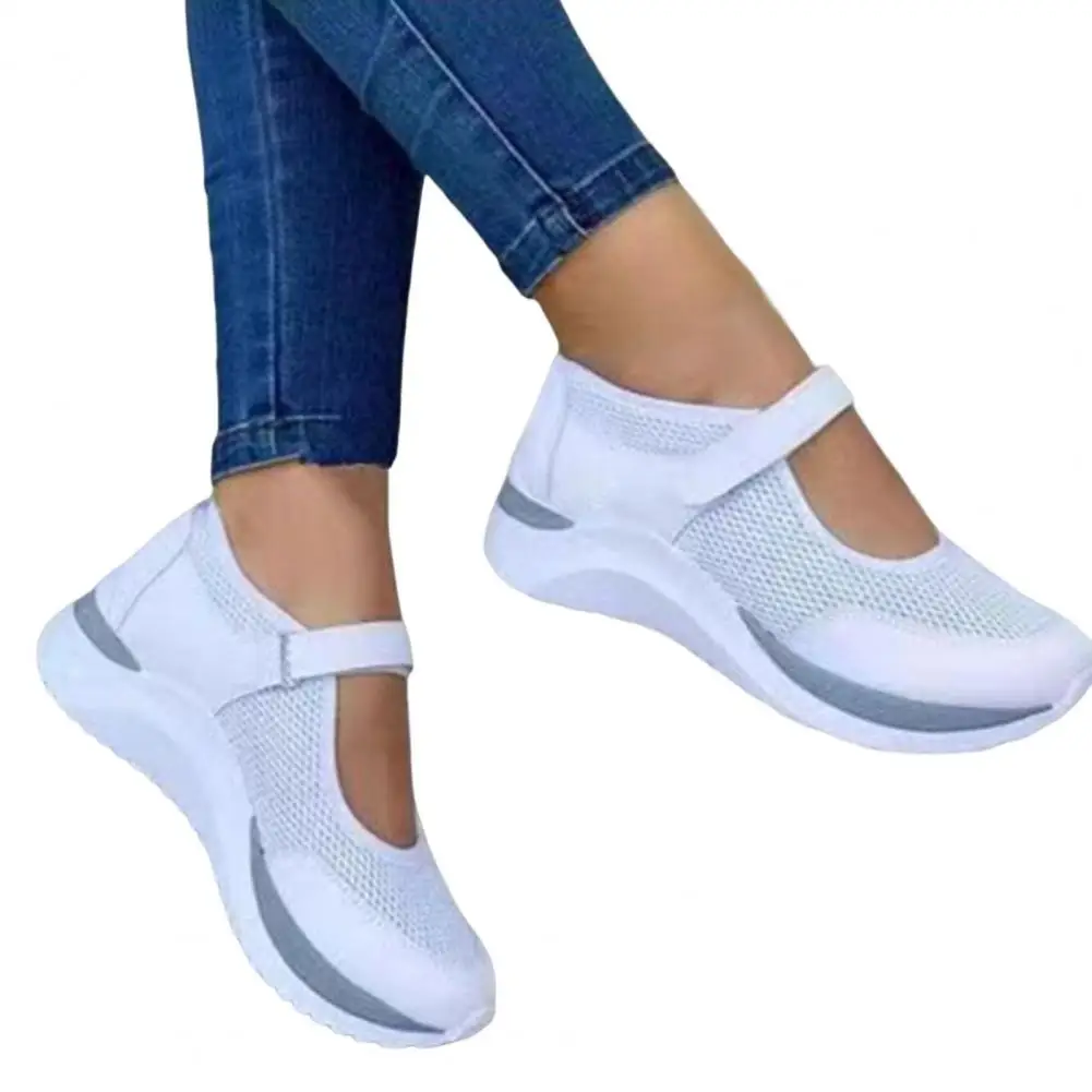 1 Pair Comfortable Women Shoes  Fastener Tape Footwear Sport Shoes  Mesh Wedge Sports Shoes