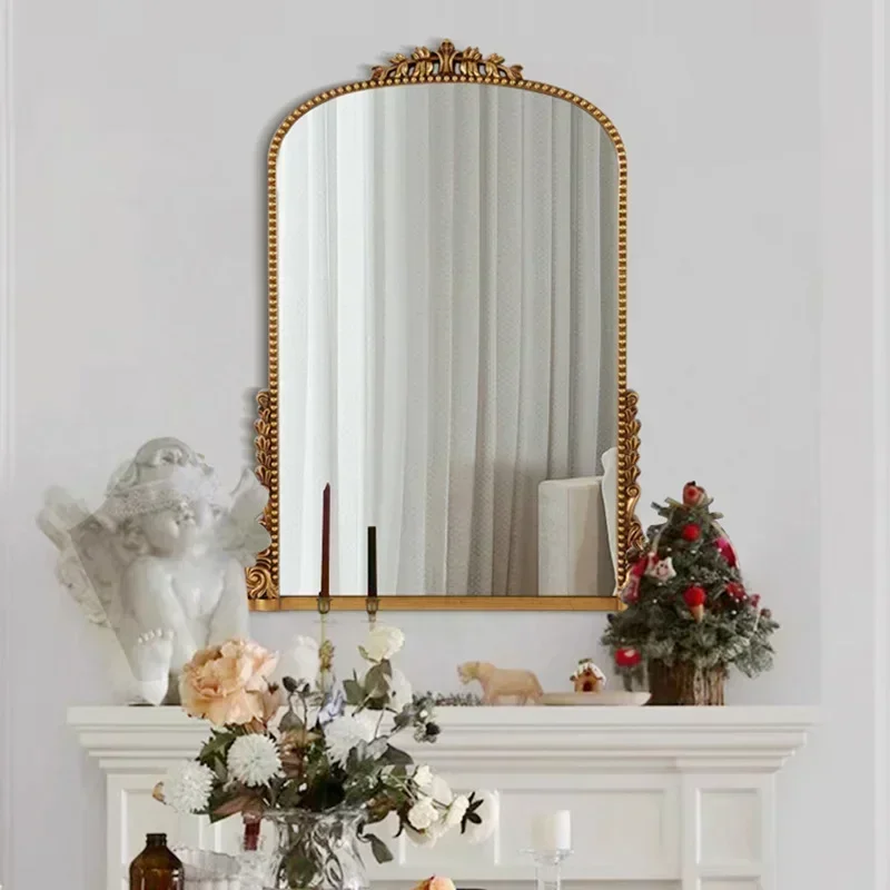 Vintage Antique Wood Arch Frame Art Decor Primrose Mirror Gorgeous Gold Wall Filigree Floor Mirror For Home Living Room