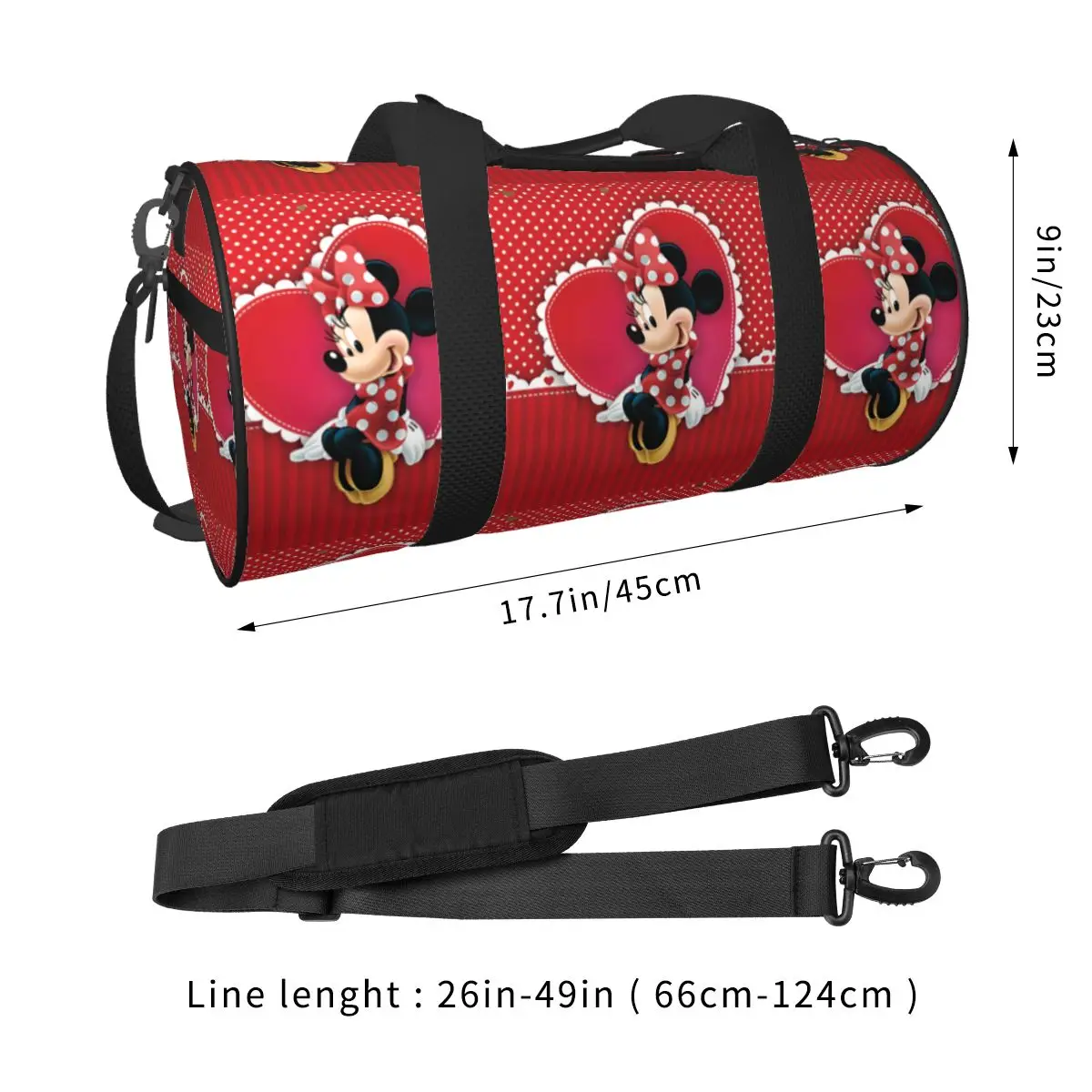 Bolsa de viaje para hombre, bolsa de gimnasio con estampado de Minnie Mouse, bolso grande con estampado de fin de semana, bolsa deportiva de entrenamiento Vintage