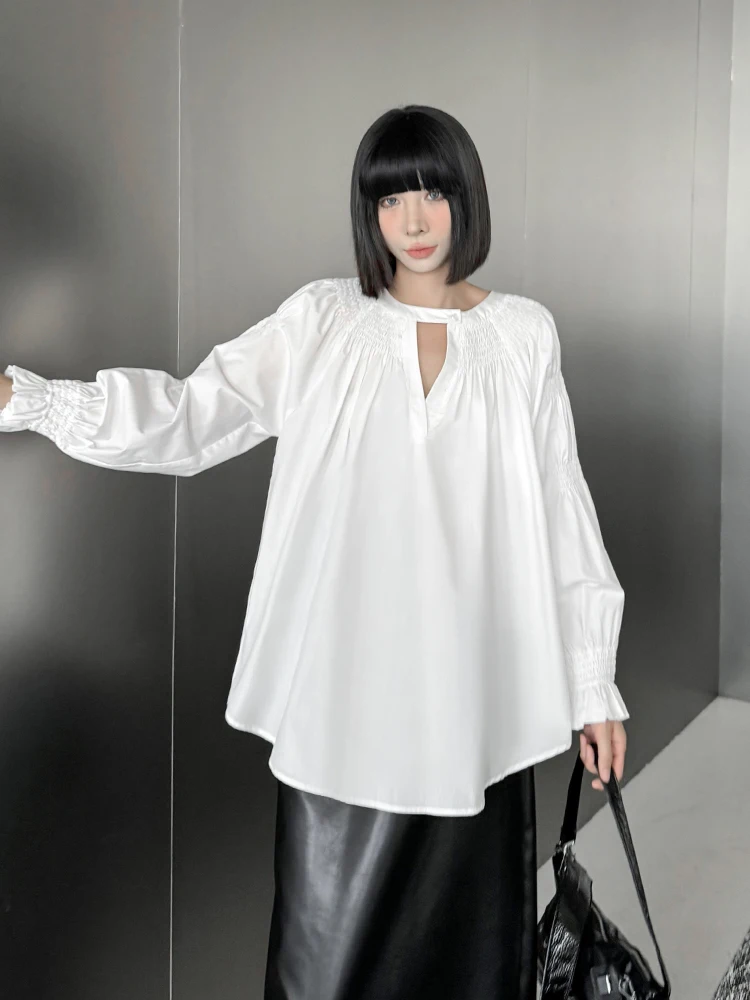 

Sweet Style Loose Long Sleeve Pure Color Shirt Design Sensation Doll Shirt Autumn New Arrival Elegant Fashion Women's Blouse
