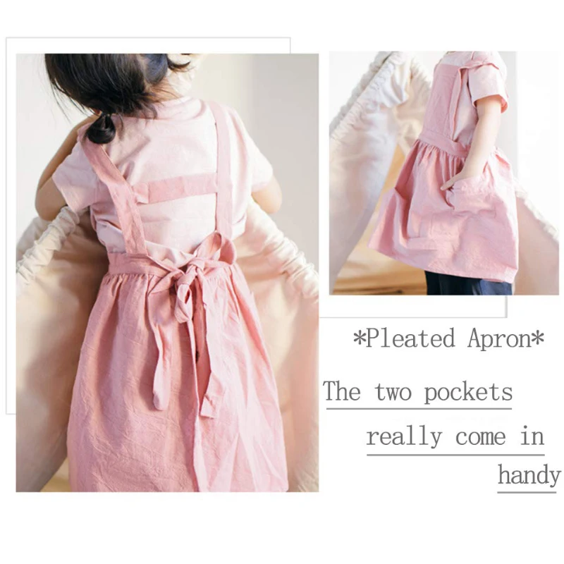 Japanese Style Cotton Apron for Children, Bib, Home Clothes, Soft Comfort Pinafore, Apron for Girls and Boys, Baking DIY Skirt,