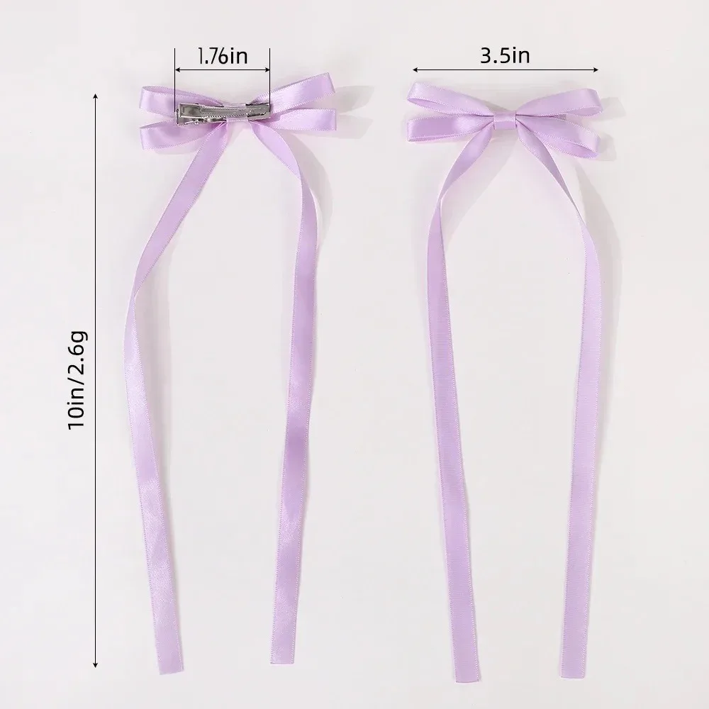 2 Stück Stoff-Haarschleifen-Haarspangen für Damen und Mädchen, Band-Haarklammern, Kopfschmuck, einfarbige Schleifen-Top-Clips, weibliche Haar-Accessoires – Detail 3