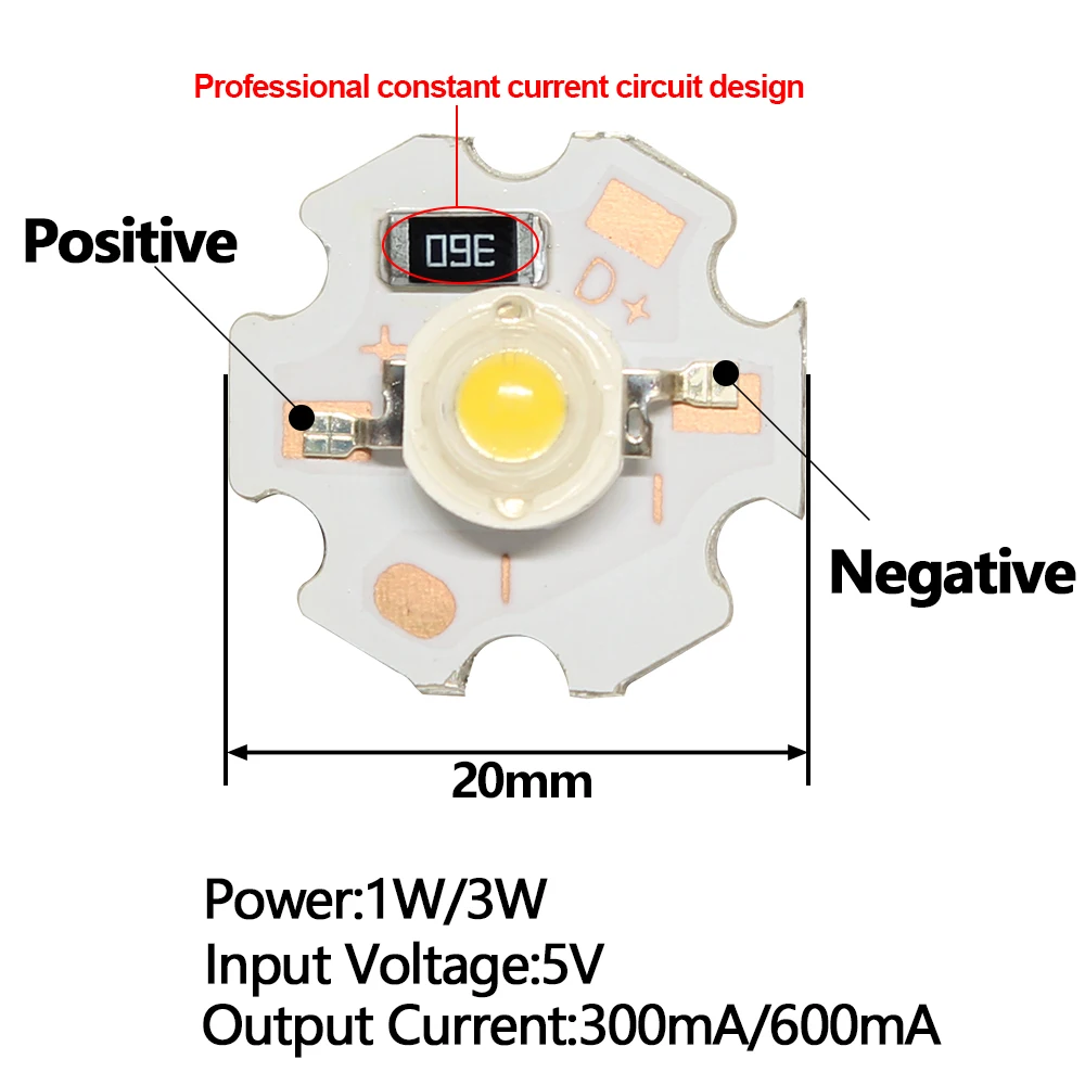 10pcs 3V 5V 12V 1W 3W High Power LED Cold White Beads Red Green Blue UV Full Spectrum Battery Light Circuit Board With 20mm PCB