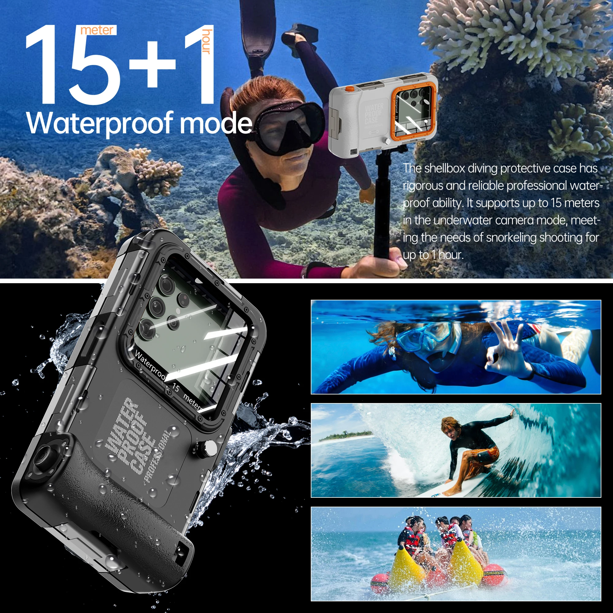 

Роскошный водонепроницаемый чехол Shellbox IP68 для Samsung Galaxy S25 Ultra S24 S23 S22 S21 Plus S20 FE S10 S9 360, полный чехол для дайвинга
