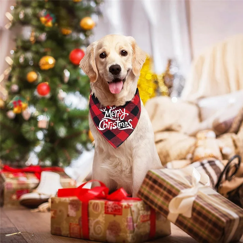 Bandana de Noël pour animaux de compagnie, foulard classique, accessoires de costume, décoration pour chiens et chats, 2 paquets